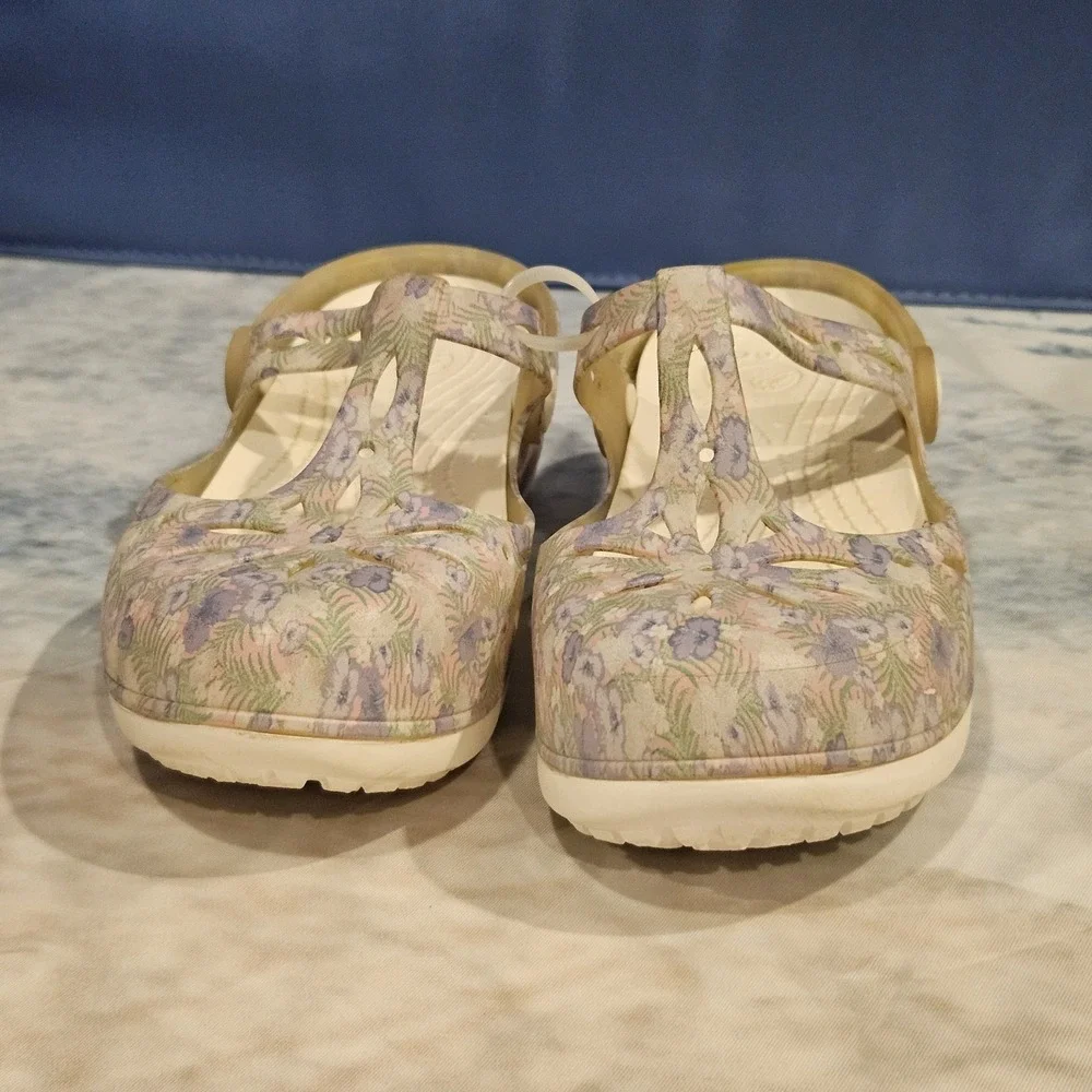 Crocs Girls Mary‎ Jane Floral Clogs Shoes Youth Size 4 Slip On